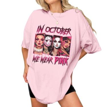 Imagem de Camiseta DigForest Em outubro, usamos camiseta rosa de Halloween