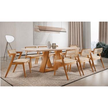 Imagem de Sala de Jantar maciça 8 cadeiras 2,20m corino-Oslo -Imperial