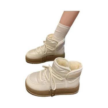 Imagem de Botas De Inverno Femininas De Cano Alto Com Forro De Pelúcia Grossa, Q
