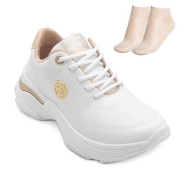 Imagem de Tênis Casual Ramarim BD e Meia RM26-26741, Branco, Dourado, 35