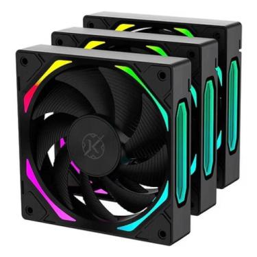 Imagem de Kit 3x Coolers Halo ARGB 120MM Kalkan Até 2200RPM Cor Preto