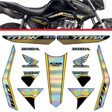 Imagem de Kit Carenagem Holográfico Honda CG Titan 160 anos 2023 2024 Amarelo - 