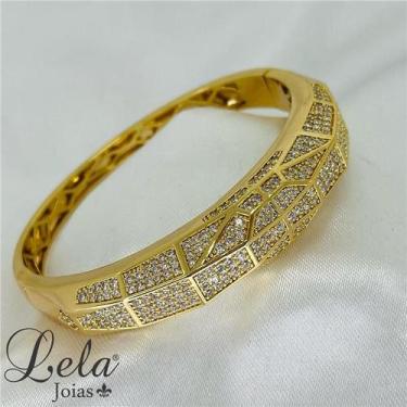Imagem de Bracelete cravejado com micro zirconias folheado a ouro - LELA JOIAS