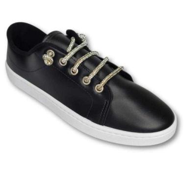 Imagem de Tenis Molekinha Infantil Feminino Casual Calce Facil Strass, Preto, 32