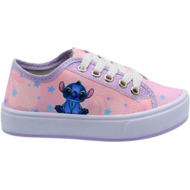 Imagem de Tênis Casual Infantil Ortobessa Lona Stitch Juvenil Menina, Rosa, 31/3