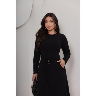 Imagem de Conjunto Feminino Midi em Moletinho  Blusa Manga Longa + Saia Cintura 