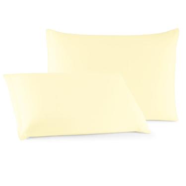 Imagem de Par de Fronhas Minimal Liso Malha 100% Algodão 50x70 com Zíper Amarelo Clara Luz Decora