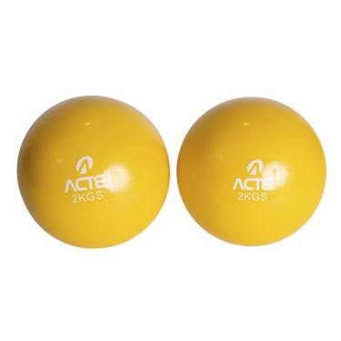 Imagem de Par de Bolas Tonificadoras de 2KG Amarelo T56 - Acte Sports