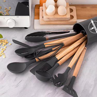 Imagem de Conjunto Talheres Bamboo Kit 12 Peças Silicone Resistente