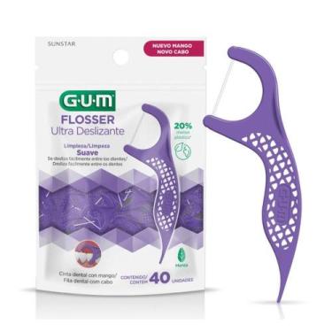 Imagem de Fio Dental com Haste Gum Flosser Ultra Deslizante Menta com Forquilha 