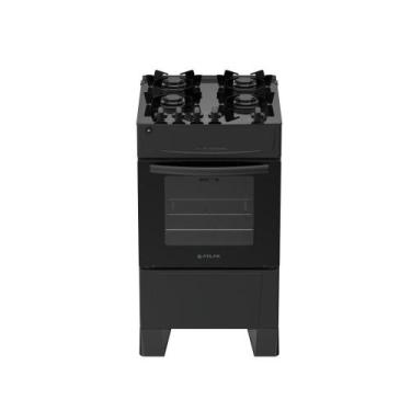Imagem de Fogão 4 Bocas Atlas Automático Milão Top Glass Mesa de Vidro Preto, Bi