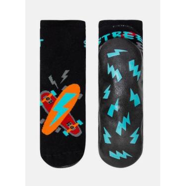 Imagem de Meia Meninos Solado Emborrachado Skate 22 A 33 Puket, Preto, 30 A 33