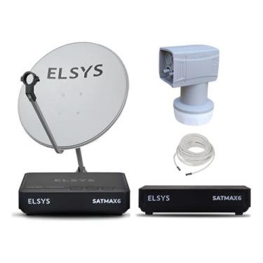 Imagem de Kit Antena Parabólica 2 Receptores Sat Hd Satmax 6 Lnb Duplo - Elsys, 