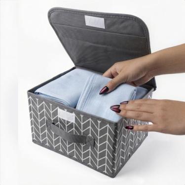 Imagem de Caixa Organizadora Multiuso Com Tampa 26x20x16 Roupas Calcinha Gaveta 
