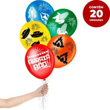 Imagem de Balão Festa Junina Pacote com 20 Balões 8 Polegadas Decoração São João