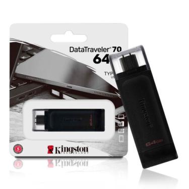 Imagem de Pen Drive 64gb Usb C 3.2 DataTraveler 70 - 70mb/s Leit DT70/64GB Kings