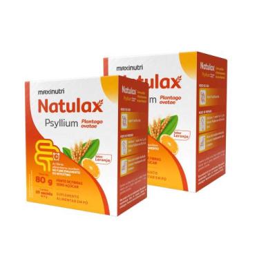 Imagem de Kit 2 Natulax Psyllium Sachê 10x8g Sabor Laranja - Maxinutri