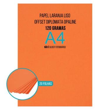 Imagem de Papel Laranja Sulfite Liso Offset Diplomata Opaline A4 120g Tipo Ofíci
