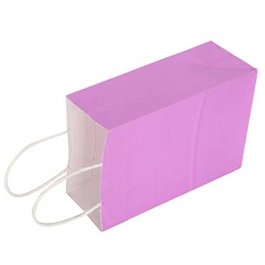 Imagem de Saco de embalagem Kraft, saco de de cor brilhante Robusto e durável Eco-friendly leve portátil com alças para festas de aniversário(15 * 8 * 21, Roxa)