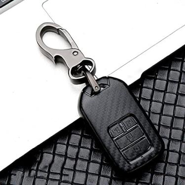 Imagem de WSWJDW Fibra de carbono Car Key Case Cover Chaveiro Ring Key Bag, apto para Honda Civic CR-V HR-V Acordo Jade Crider Odyssey Pilot Ridgeline, E, preto