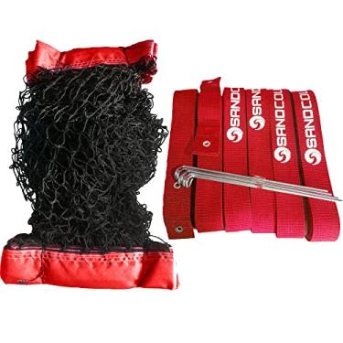Imagem de REDE DE BEACH TENNIS 4 LONAS MAIS MARCAÇÃO DE QUADRA PROFISSIONAL - KIT (vermelho)