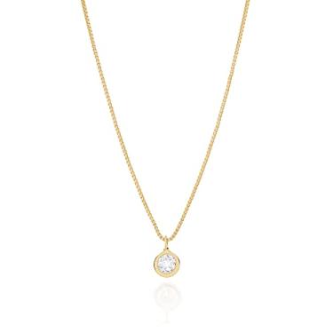 Imagem de Gargantilha com pingente solitário fol -532005-Rommanel Cor: Branco; Tamanho: 40