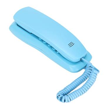 Imagem de PUSOKEI Telefone com fio, telefones para idosos, telefone de hotel, parede de mesa, telefone com fio com função de discagem de pausa mudo para escritório, casa, hotel, função sem mãos (azul)
