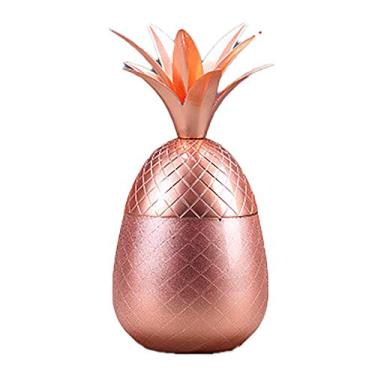 Imagem de Yajun Copo de cobre de metal para coquetel em forma de abacaxi, copo de vinho, decoração de casa, acessórios de bar, uso de restaurante, ouro rosa