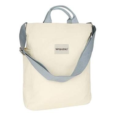Imagem de Wrapables Bolsa de lona para mulheres, bolsa tiracolo casual, Creme, One Size, Bolsa de lona para mulheres, bolsa de ombro casual transversal
