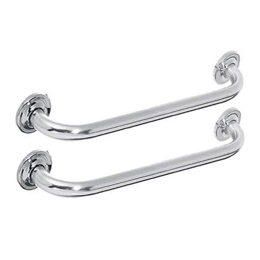 Imagem de Alça Apoio Banheiro Inox Kit 2 uni Cadeirante Idoso Acessibilidade Deficiente