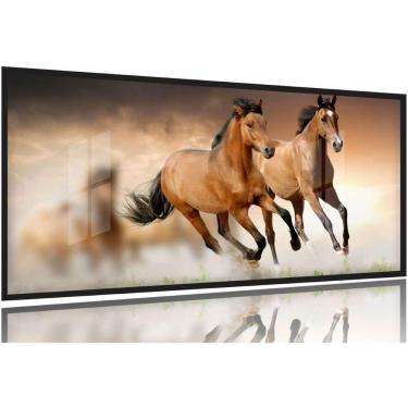 Imagem de Quadro decorativo Dois Cavalos Marrons 130x60 Moldura Preta 2x2