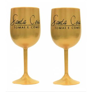 Imagem de Kit 02 Taças Para Mesa De Santa Ceia Dourada #