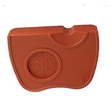 Imagem de AISAMEFE Tapete de silicone seguro para alimentos, tapete de calcadeira antideslizante, almofada de calcamento de canto, almofada de suporte macio não escorregadio, ferramenta barista para cozinha doméstica escritório bar loja, preto/marrom, M/G/GG (G, marrom)
