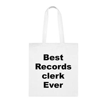Imagem de Bolsa Tote Records Clerk, Best Records Clerk Ever Tote Bag, presente de funcionário de registros, presente para funcionários de registros, bolsa de ombro de funcionário de registros, bolsas reutilizáveis de funcionário, ideia de de Natal, Branco