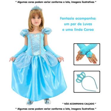 Vestido Cinderela Borboletas Infantil + Luvas