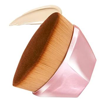 Imagem de Pincel de base, pincel de maquiagem perfeito para blush facial em pó líquido para misturar líquidos, cremes ou cosméticos em pó impecáveis com capa protetora (ouro rosa)