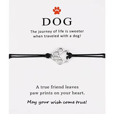 Imagem de PLwelth Pulseiras de cachorro para mulheres e homens – Presentes comemorativos para amantes de cães – Cordão ajustável, 9 inch, Aço inoxidável, Sem Pedra Preciosa