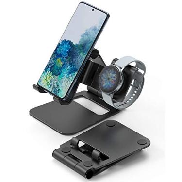 Imagem de Ringke Suporte super dobrável, suporte portátil 2 em 1 para smartphone e smartwatch compatível com Galaxy Watch 4/Watch 4 Classic, Galaxy Watch 3, Galaxy Watch Active 1/2