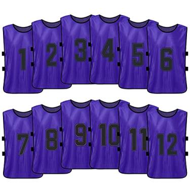 Imagem de Tingpai 12 peças de futebol inf l pinnies camisas de futebol de secagem rápida esportes juvenis scrimmage equipe de basquete treinamento babadores nume dos prática colete espo vo