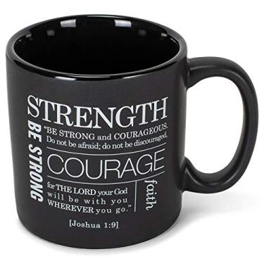 Imagem de Caneca de cerâmica Be Strong And Courageous preto fosco 473 ml