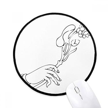 Imagem de DIYthinker Cultura Mão Flor Linha Desenho Padrão Mouse Pad Desktop Escritório Tapete Redondo para Computador