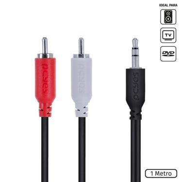 Imagem de Cabo De Áudio 2 Rca Macho Para P2 3.5Mm Macho 28Awg Puro Cob