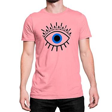 Imagem de Camiseta T-Shirt Olho Grego Estiloso Eyes Algodão Cor:Rosa;Tamanho:G