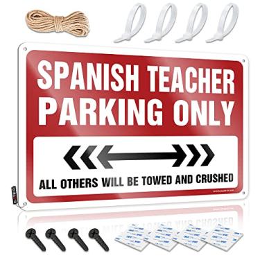 Imagem de CakJuice Sinal de lata de café professor de espanhol estacionamento apenas placa de lata zona de lata sinal de lata de piscina (tamanho: 20 x 30 cm)