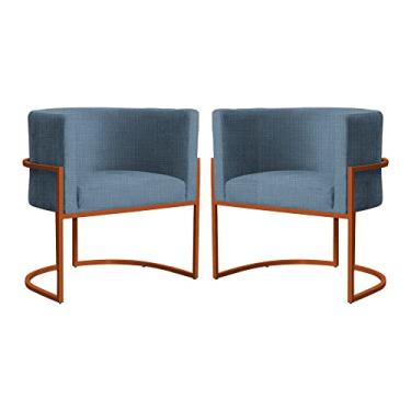 Imagem de Kit 02 Poltronas Luana Base em Bronze Linho Cores - DS Estofados