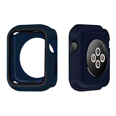 Imagem de Capa Case Capinha Bumper Proteção Silicone Furos Azul Preto, Compatível com Apple Watch 40mm