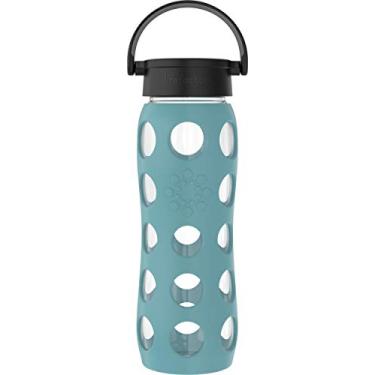 Imagem de Lifefactory Boné clássico, garrafa de água Aqua Teal 650 ml de vidro livre de BPA com manga de silicone protetora, 650 ml
