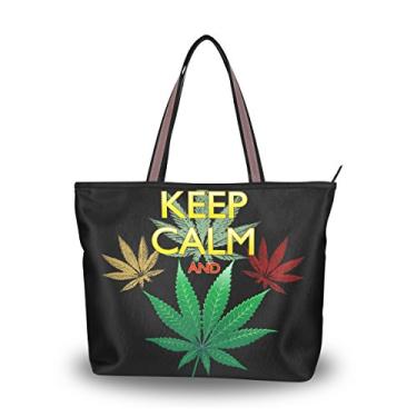 Imagem de Bolsa de ombro feminina My Daily Keep Calm And Marijuana Leaf, Multi, Large