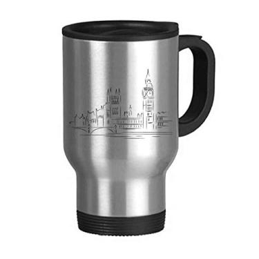 Imagem de Sketch Caneca de viagem com ilustração de marco do Reino Unido em aço inoxidável copo copo de carro garrafa térmica