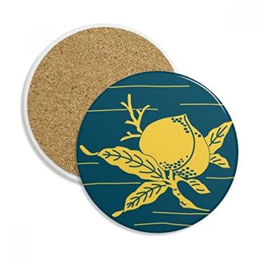 Imagem de Caneca de porta-copos de pêssego amarelo, cultura de pintura, pedra absorvente de proteção de mesa